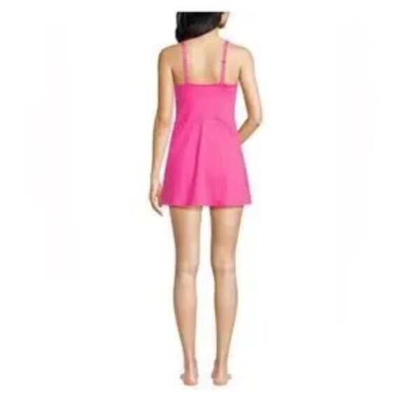 Lands' End One Piece Swimsuit XS Swim Dress Tulip Wrap Pink Chlorine Resist NWT - Picture 3 of 12